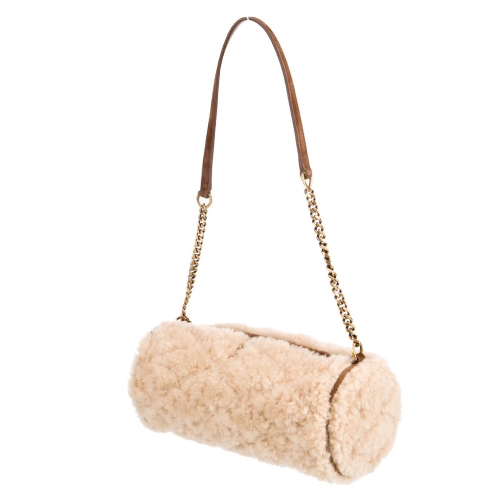 Saint Laurent Beige Shearling Sade tube Mini Bag